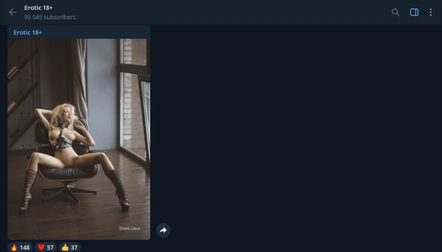 Voorbeeld van het Telegram-kanaal Erotic 18+