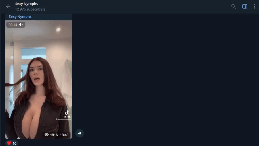 Voorbeeld van het Telegram-kanaal Sexy Nymphs