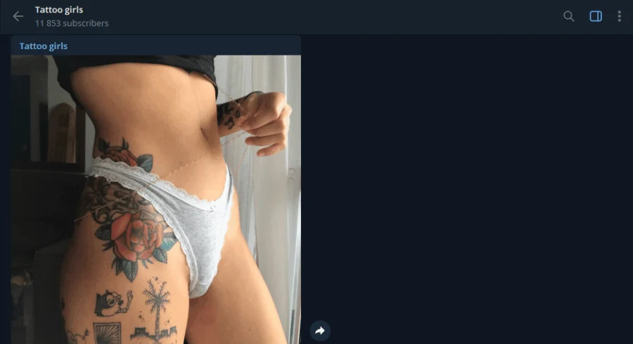Voorbeeld van het Telegram-kanaal Tattoo girls